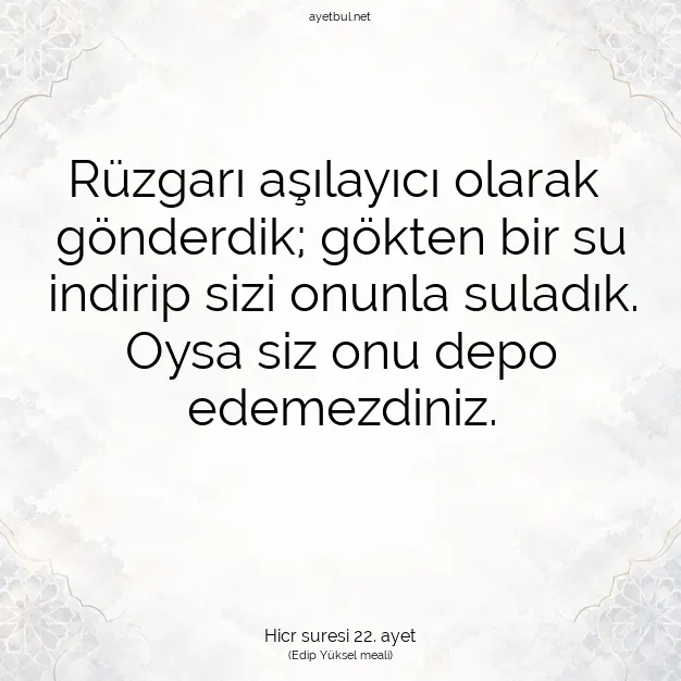 Ayetbul | Kuran Mealleri | Quran | Hicr suresi 22. ayet