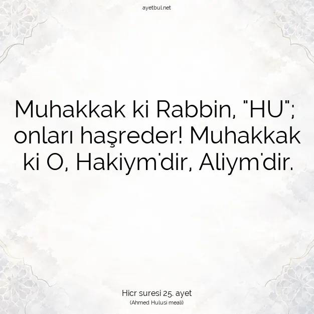 Ayetbul | Kuran Mealleri | Quran | Hicr suresi 25. ayet