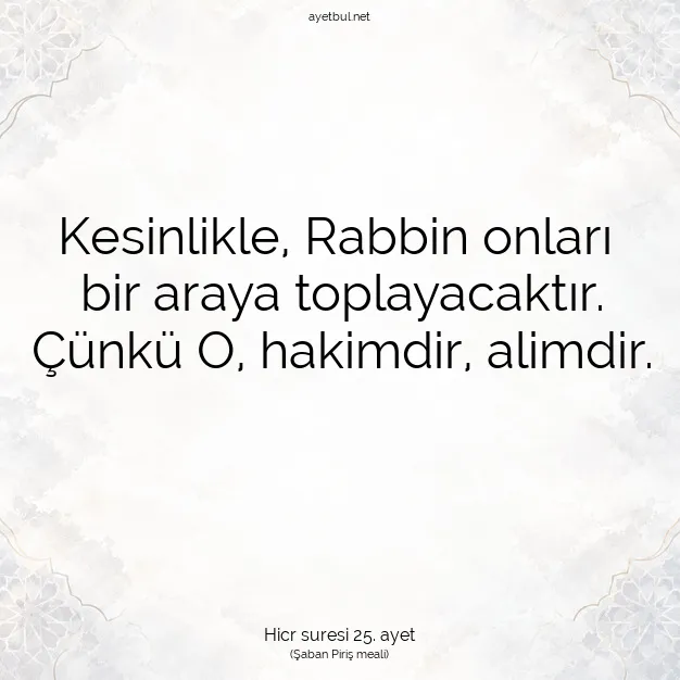 Ayetbul | Kuran Mealleri | Quran | Hicr suresi 25. ayet