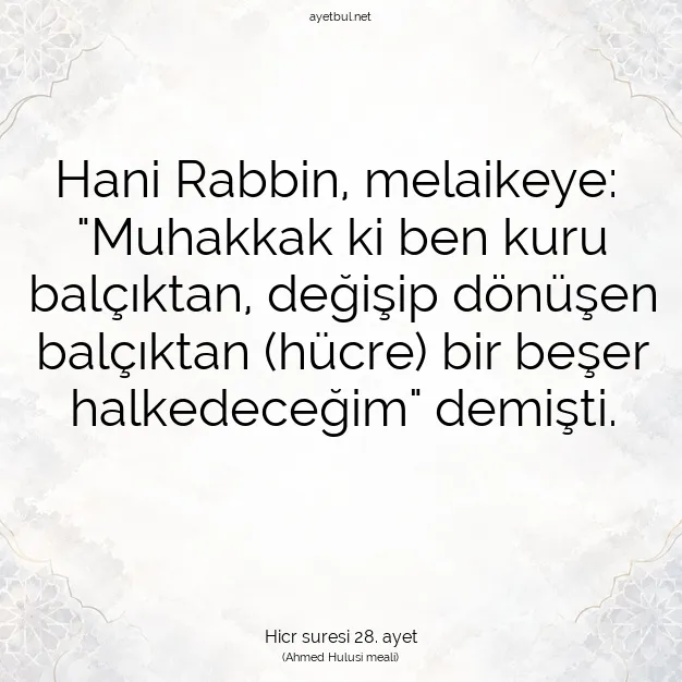 Ayetbul | Kuran Mealleri | Quran | Hicr suresi 28. ayet