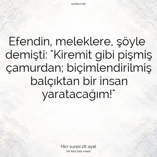 Ayetbul | Kuran Mealleri | Quran | Hicr suresi 28. ayet