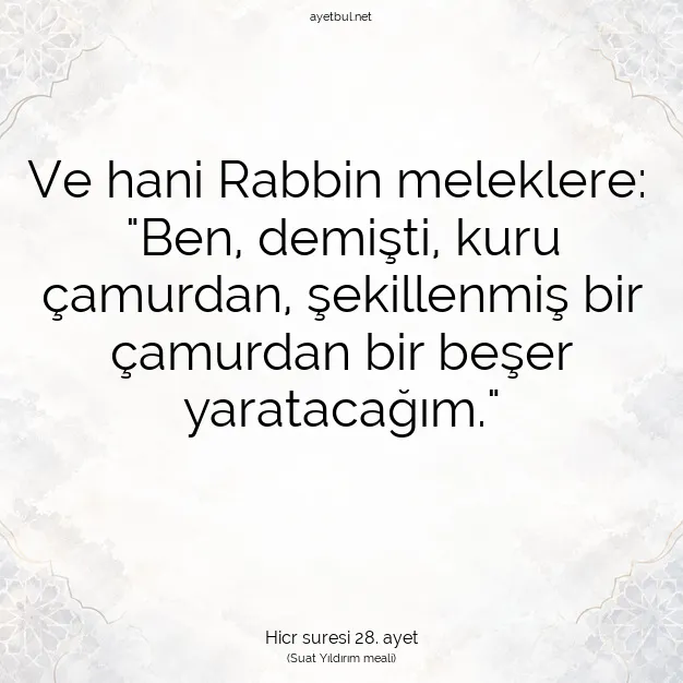 Ayetbul | Kuran Mealleri | Quran | Hicr suresi 28. ayet
