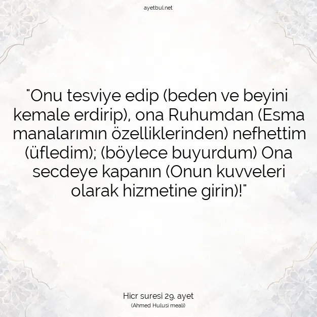 Ayetbul | Kuran Mealleri | Quran | Hicr suresi 29. ayet