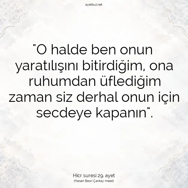 Ayetbul | Kuran Mealleri | Quran | Hicr suresi 29. ayet
