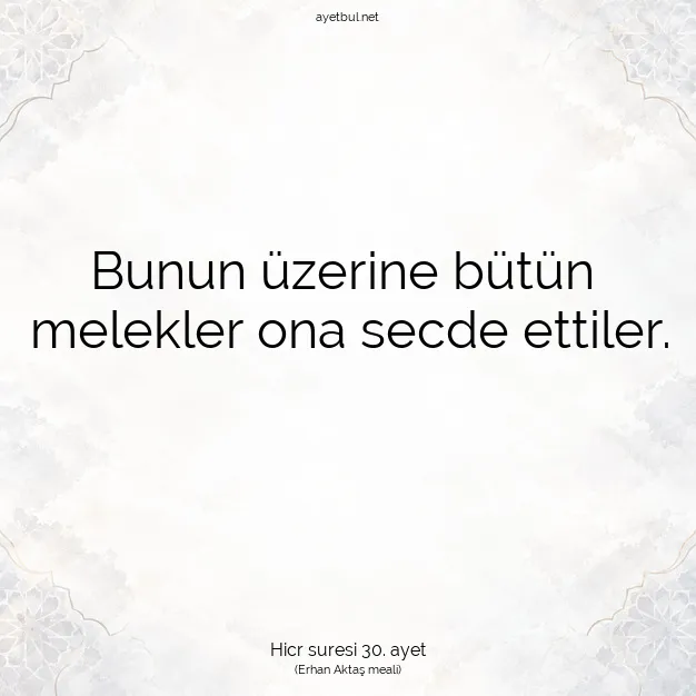 Ayetbul | Kuran Mealleri | Quran | Hicr suresi 30. ayet