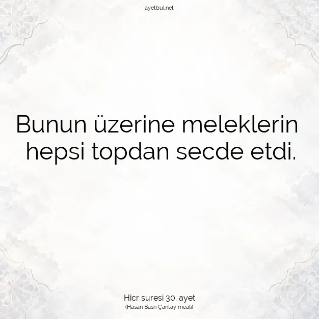 Ayetbul | Kuran Mealleri | Quran | Hicr suresi 30. ayet