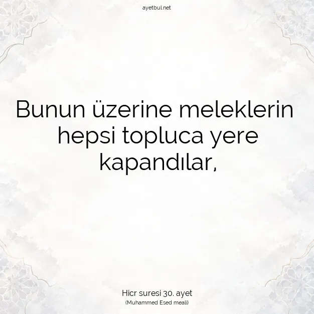Ayetbul | Kuran Mealleri | Quran | Hicr suresi 30. ayet