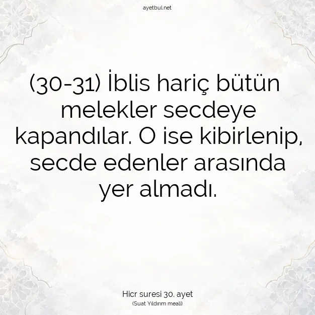 Ayetbul | Kuran Mealleri | Quran | Hicr suresi 30. ayet