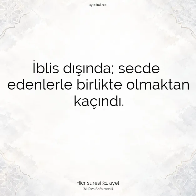 Ayetbul | Kuran Mealleri | Quran | Hicr suresi 31. ayet