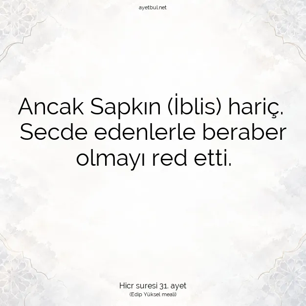 Ayetbul | Kuran Mealleri | Quran | Hicr suresi 31. ayet