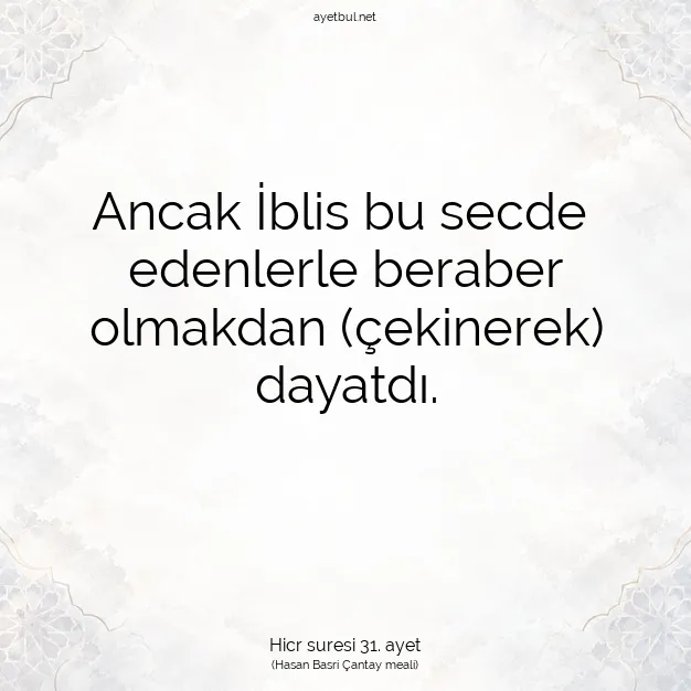Ayetbul | Kuran Mealleri | Quran | Hicr suresi 31. ayet