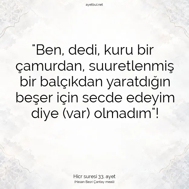 Ayetbul | Kuran Mealleri | Quran | Hicr suresi 33. ayet