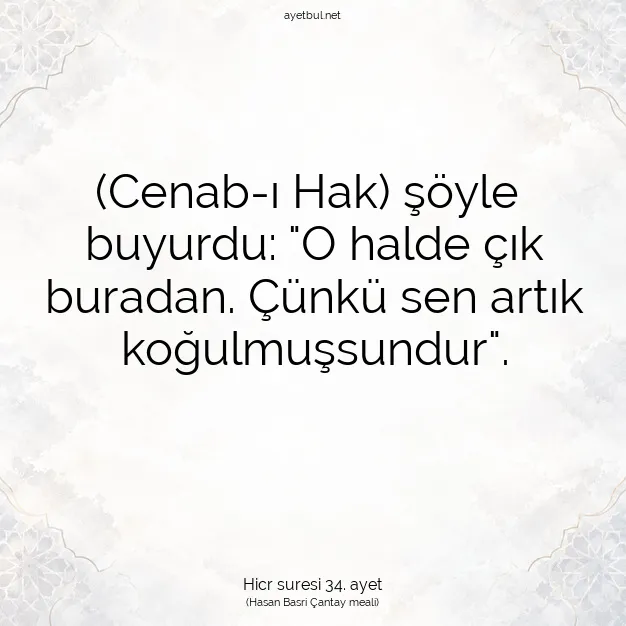 Ayetbul | Kuran Mealleri | Quran | Hicr suresi 34. ayet