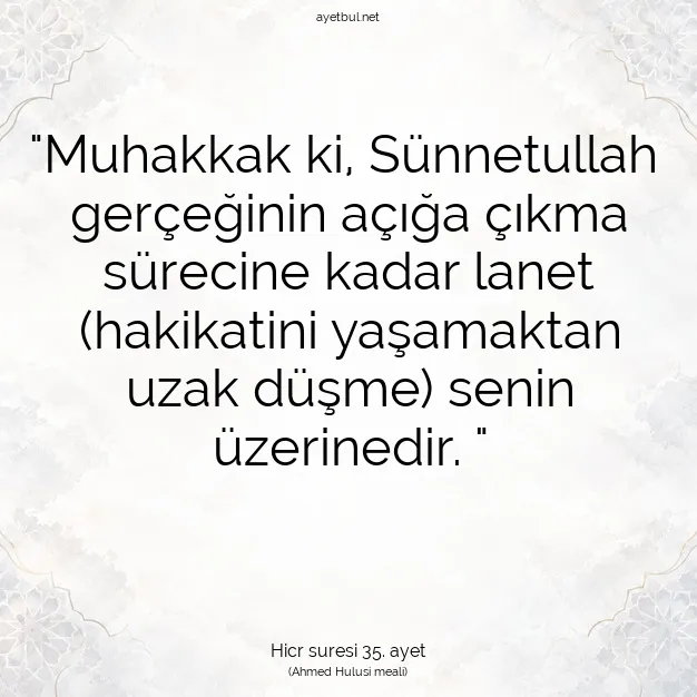 Ayetbul | Kuran Mealleri | Quran | Hicr suresi 35. ayet