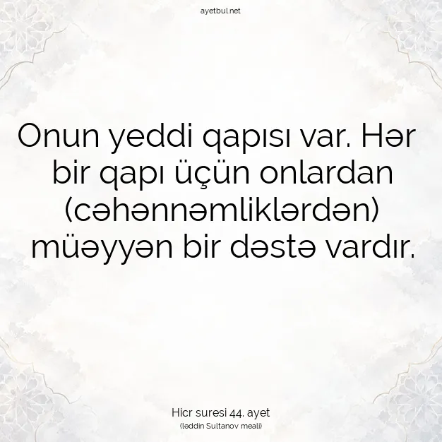 Ayetbul | Kuran Mealleri | Quran | Hicr suresi 44. ayet