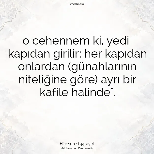 Ayetbul | Kuran Mealleri | Quran | Hicr suresi 44. ayet