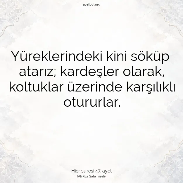 Ayetbul | Kuran Mealleri | Quran | Hicr suresi 47. ayet