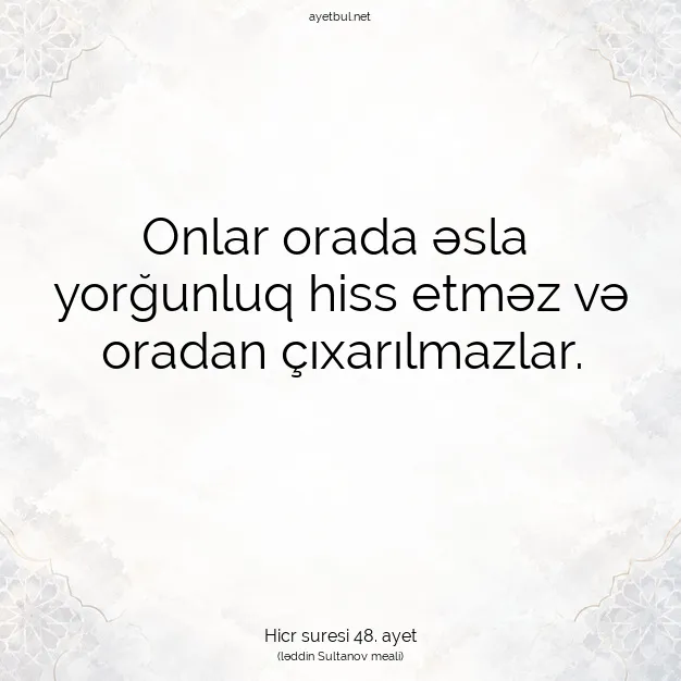 Ayetbul | Kuran Mealleri | Quran | Hicr suresi 48. ayet
