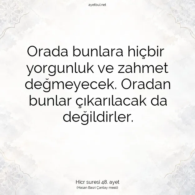Ayetbul | Kuran Mealleri | Quran | Hicr suresi 48. ayet