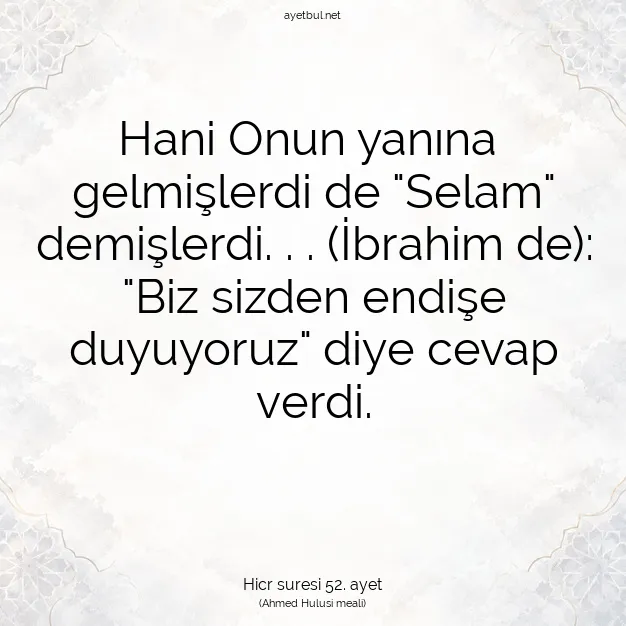 Ayetbul | Kuran Mealleri | Quran | Hicr suresi 52. ayet