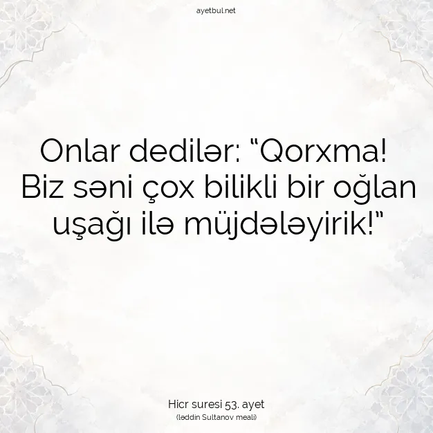 Ayetbul | Kuran Mealleri | Quran | Hicr suresi 53. ayet