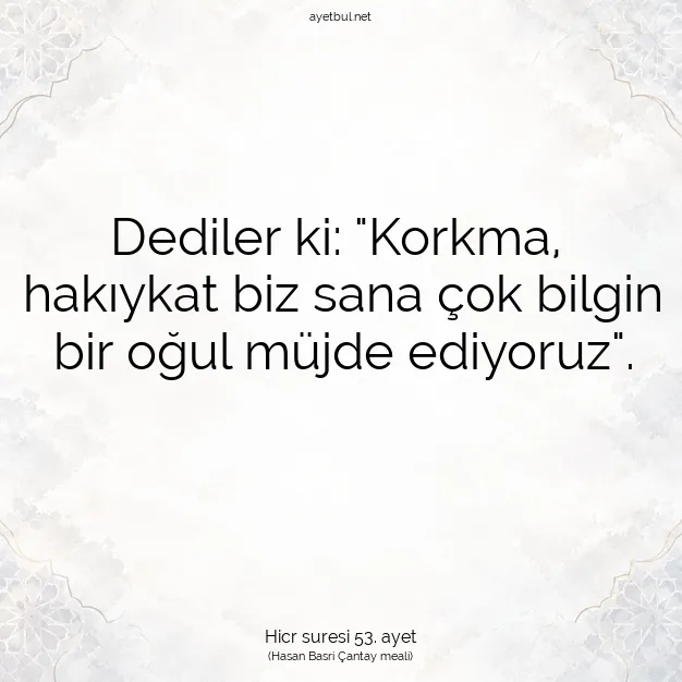 Ayetbul | Kuran Mealleri | Quran | Hicr suresi 53. ayet