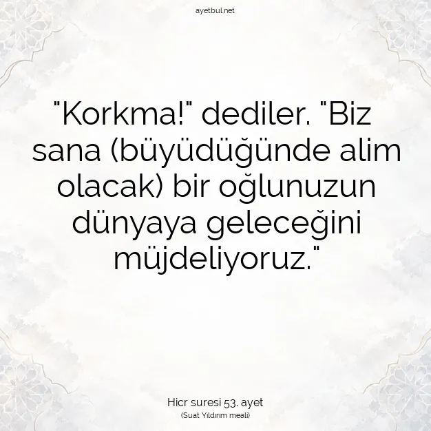 Ayetbul | Kuran Mealleri | Quran | Hicr suresi 53. ayet