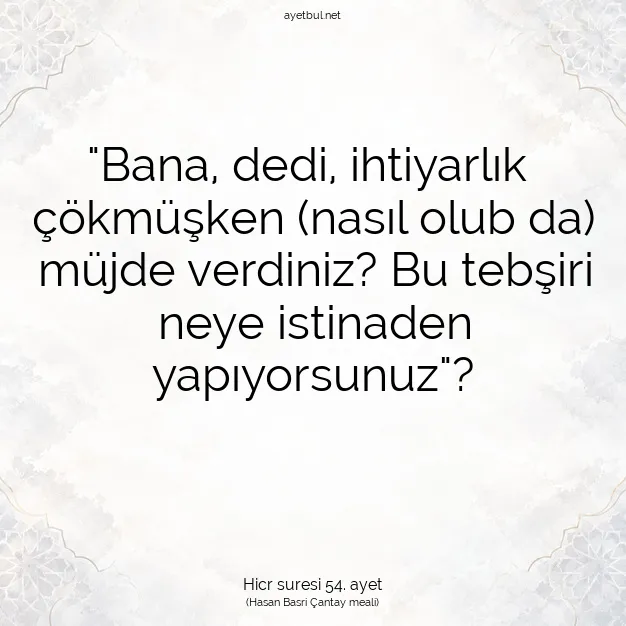 Ayetbul | Kuran Mealleri | Quran | Hicr suresi 54. ayet
