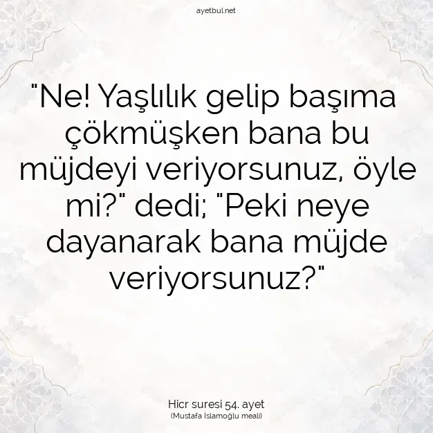 Ayetbul | Kuran Mealleri | Quran | Hicr suresi 54. ayet