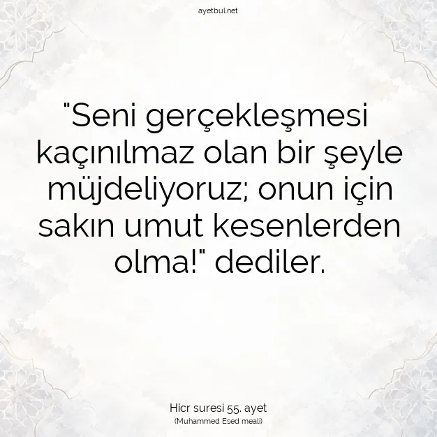 Ayetbul | Kuran Mealleri | Quran | Hicr suresi 55. ayet