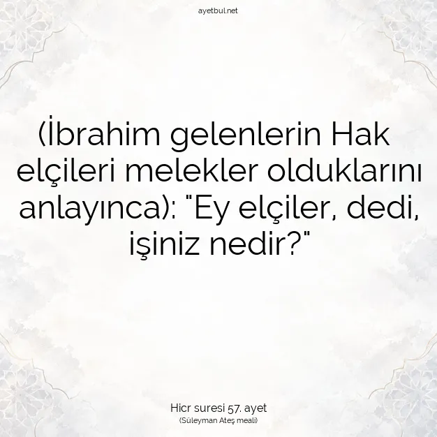 Ayetbul | Kuran Mealleri | Quran | Hicr suresi 57. ayet