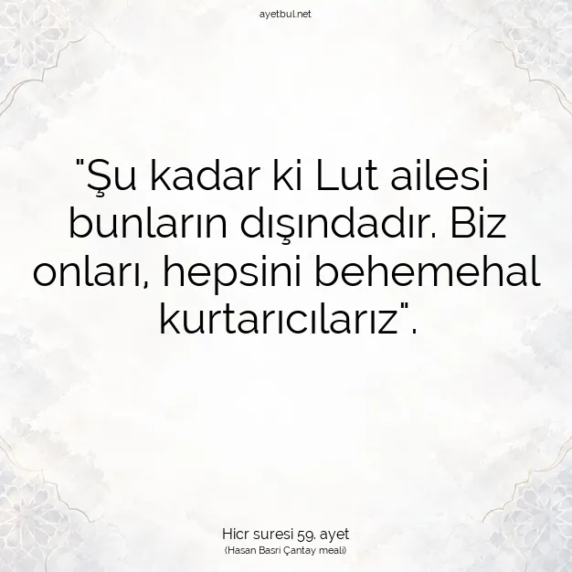 Ayetbul | Kuran Mealleri | Quran | Hicr suresi 59. ayet