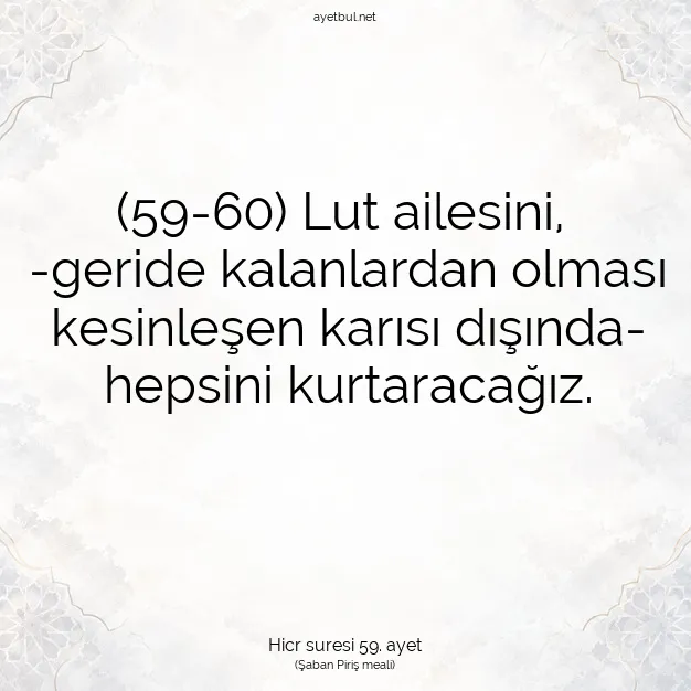 Ayetbul | Kuran Mealleri | Quran | Hicr suresi 59. ayet