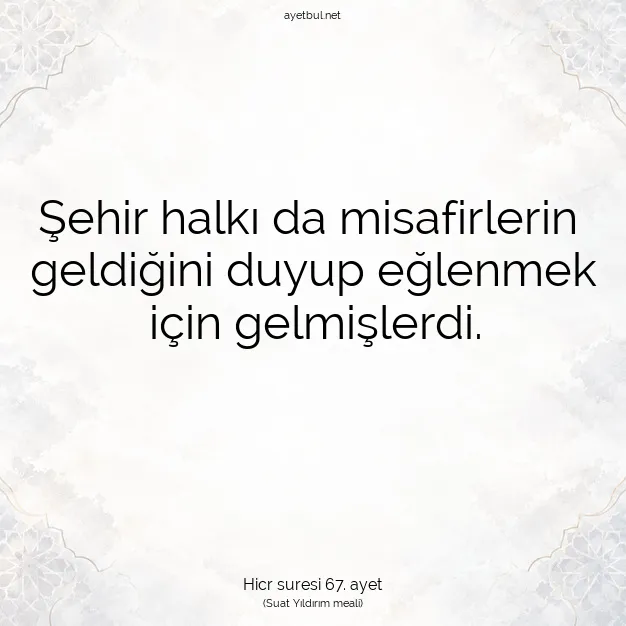 Ayetbul | Kuran Mealleri | Quran | Hicr suresi 67. ayet