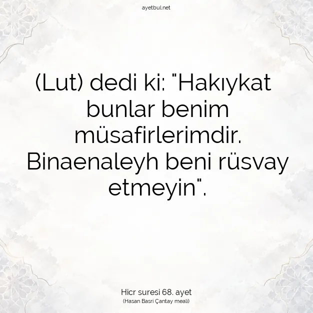 Ayetbul | Kuran Mealleri | Quran | Hicr suresi 68. ayet