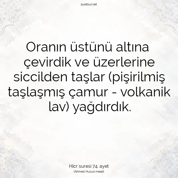 Ayetbul | Kuran Mealleri | Quran | Hicr suresi 74. ayet