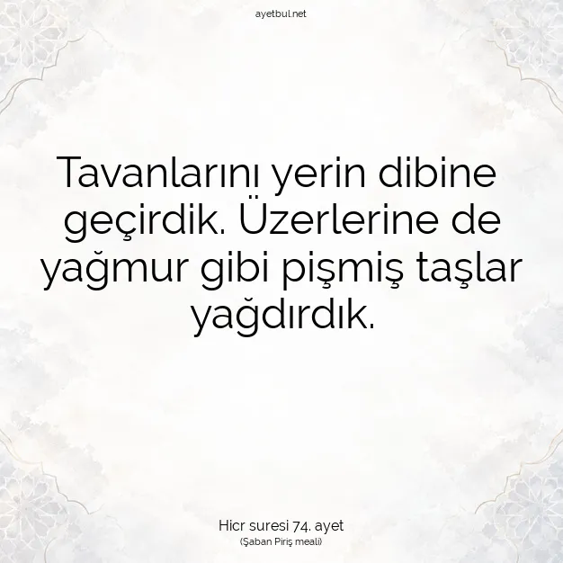 Ayetbul | Kuran Mealleri | Quran | Hicr suresi 74. ayet