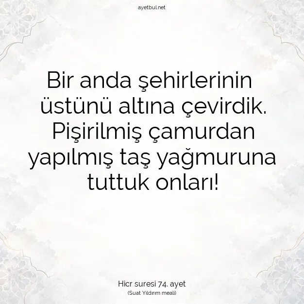 Ayetbul | Kuran Mealleri | Quran | Hicr suresi 74. ayet