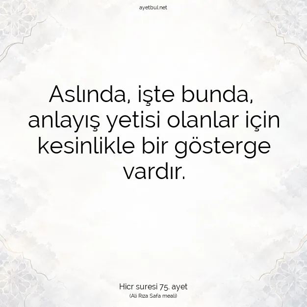 Ayetbul | Kuran Mealleri | Quran | Hicr suresi 75. ayet