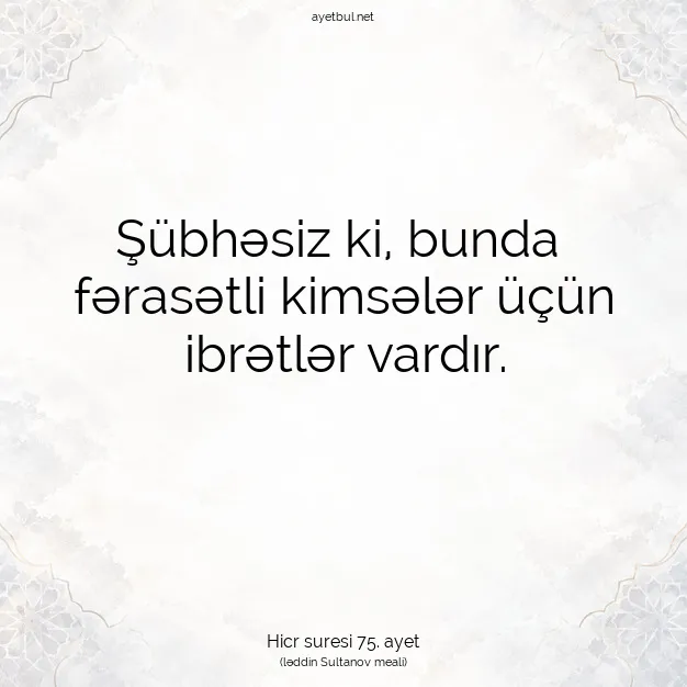 Ayetbul | Kuran Mealleri | Quran | Hicr suresi 75. ayet