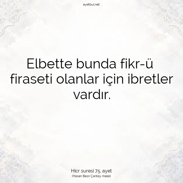Ayetbul | Kuran Mealleri | Quran | Hicr suresi 75. ayet