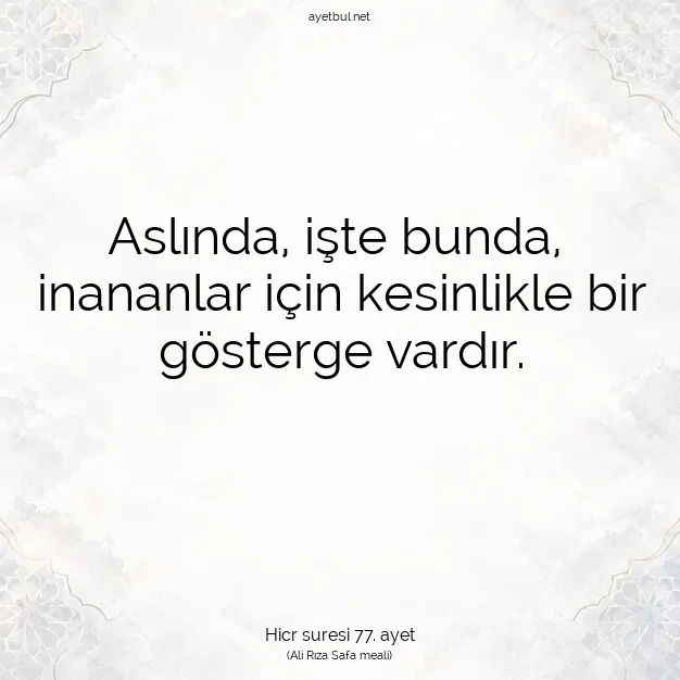 Ayetbul | Kuran Mealleri | Quran | Hicr suresi 77. ayet