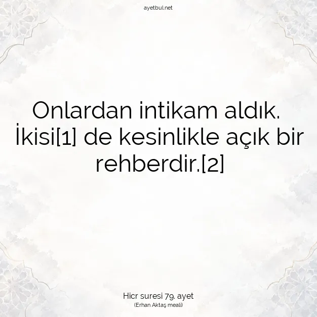 Ayetbul | Kuran Mealleri | Quran | Hicr suresi 79. ayet