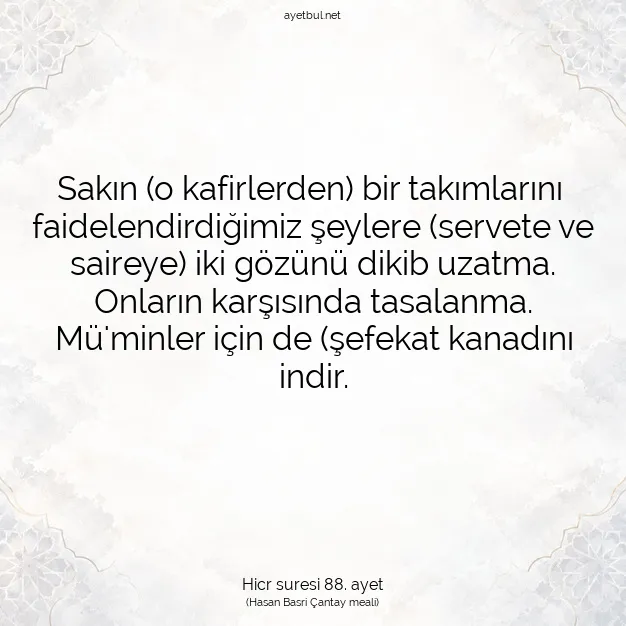 Ayetbul | Kuran Mealleri | Quran | Hicr suresi 88. ayet