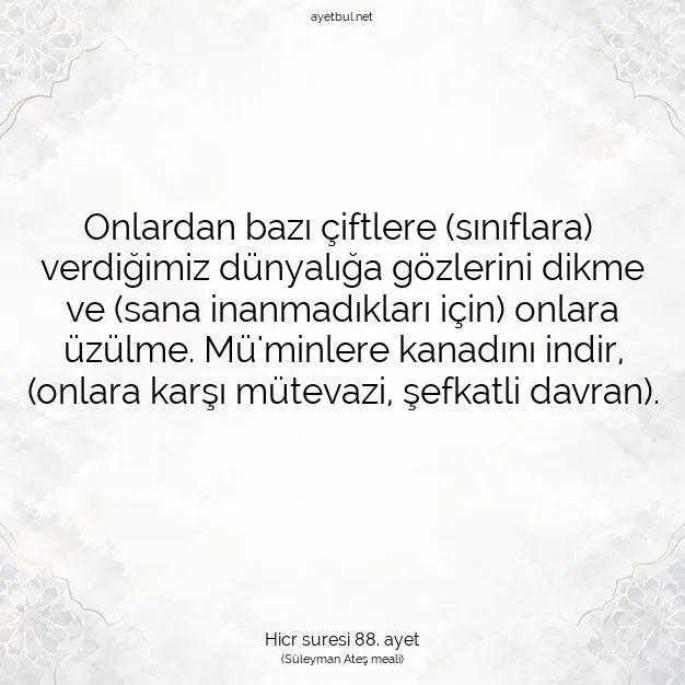 Ayetbul | Kuran Mealleri | Quran | Hicr suresi 88. ayet
