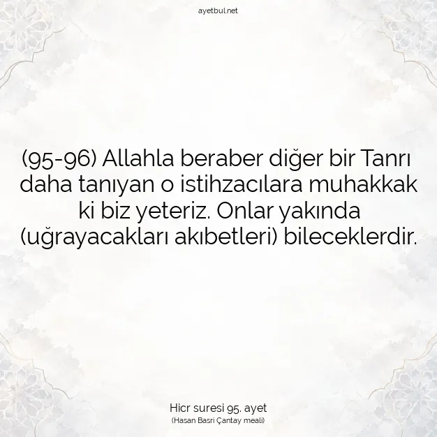 Ayetbul | Kuran Mealleri | Quran | Hicr suresi 95. ayet