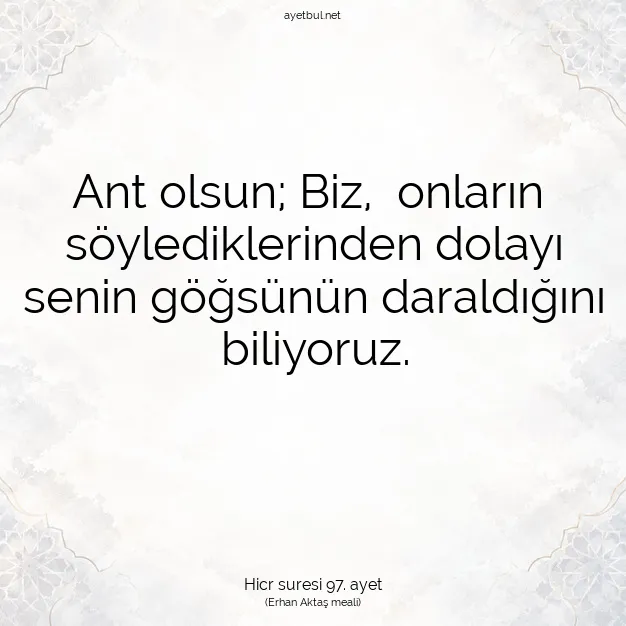 Ayetbul | Kuran Mealleri | Quran | Hicr suresi 97. ayet