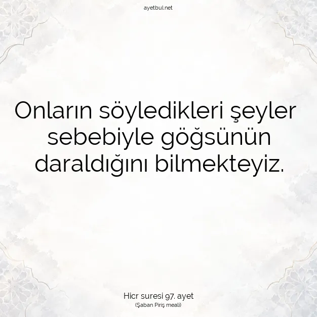 Ayetbul | Kuran Mealleri | Quran | Hicr suresi 97. ayet