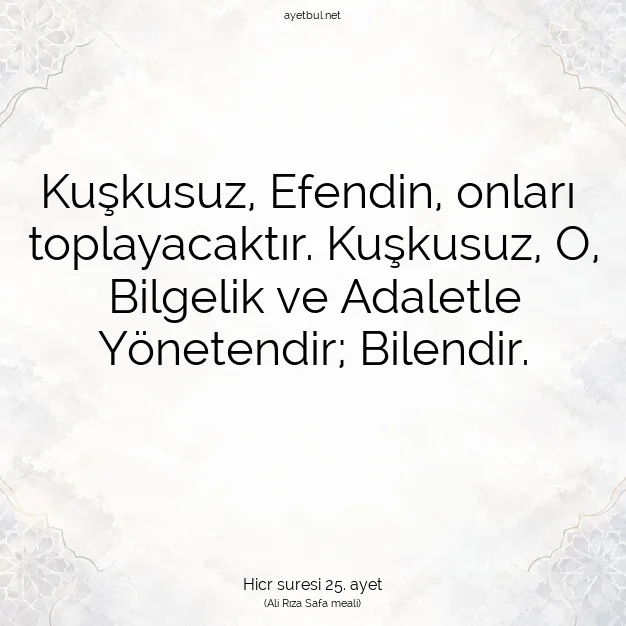 Ayetbul | Kuran Mealleri | Quran | Hicr suresi 25. ayet