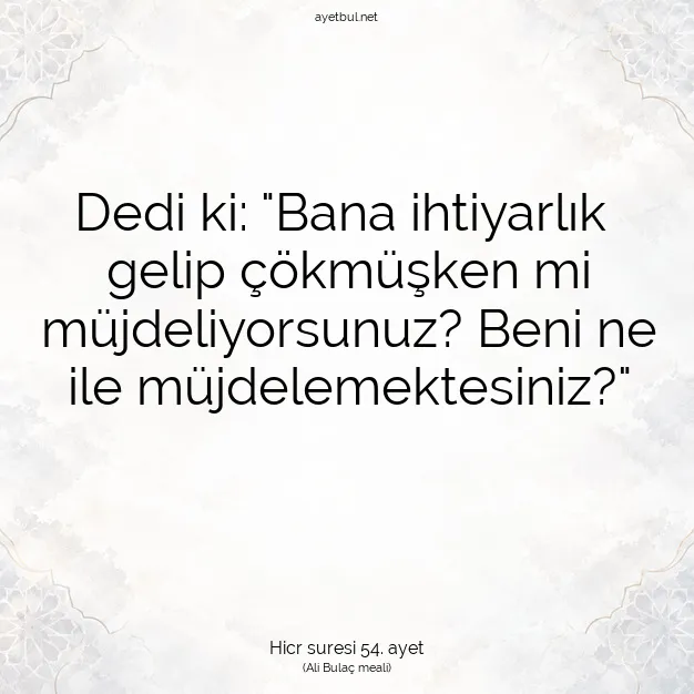 Ayetbul | Kuran Mealleri | Quran | Hicr suresi 54. ayet